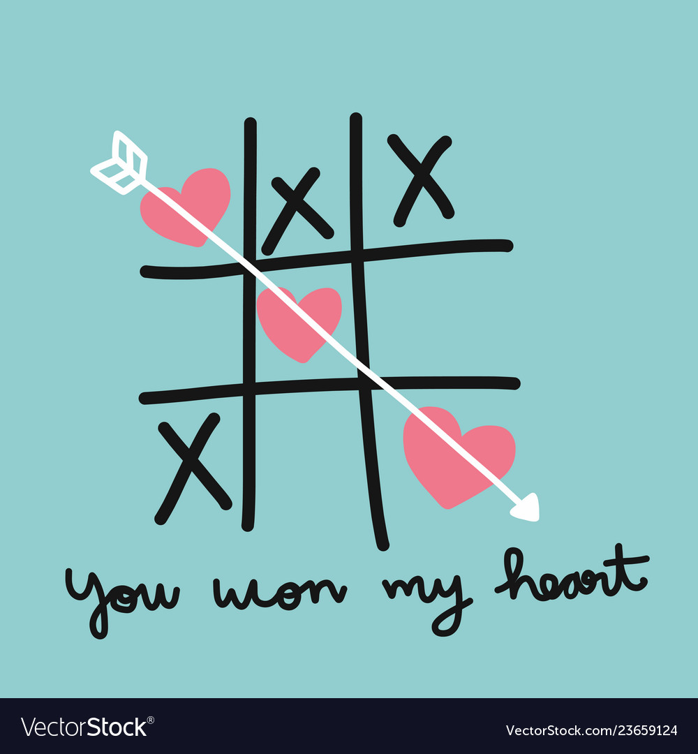 Tic tac toe with hearts on white background Vector Image