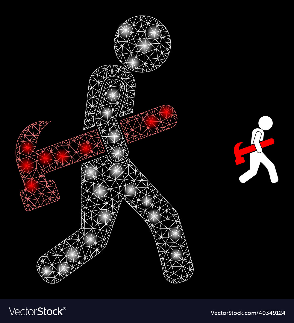 Mesh net hammer robber with magic wire vector image Mesh net hammer robber with magic wire