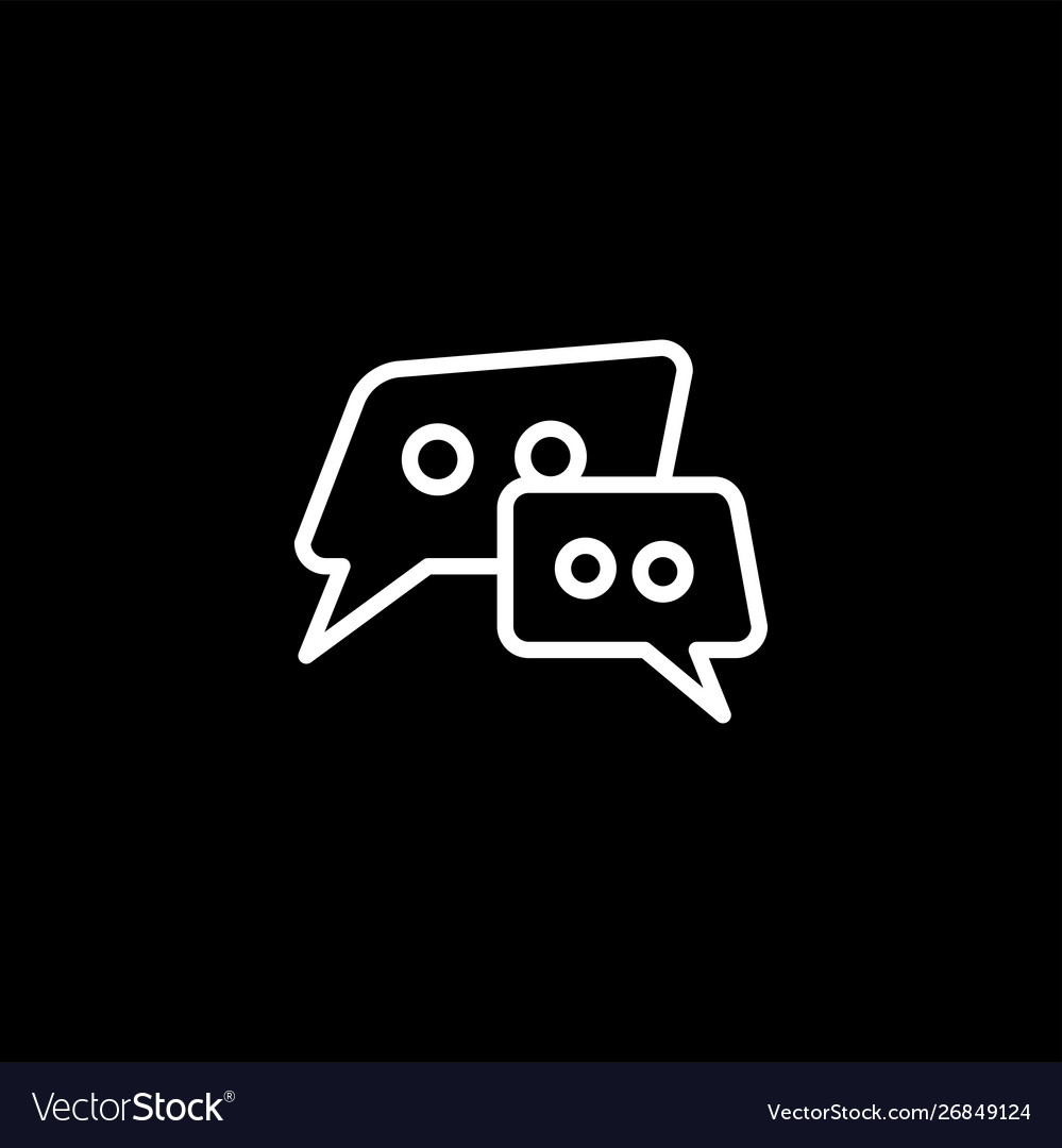 Speech bubble line icon on black background