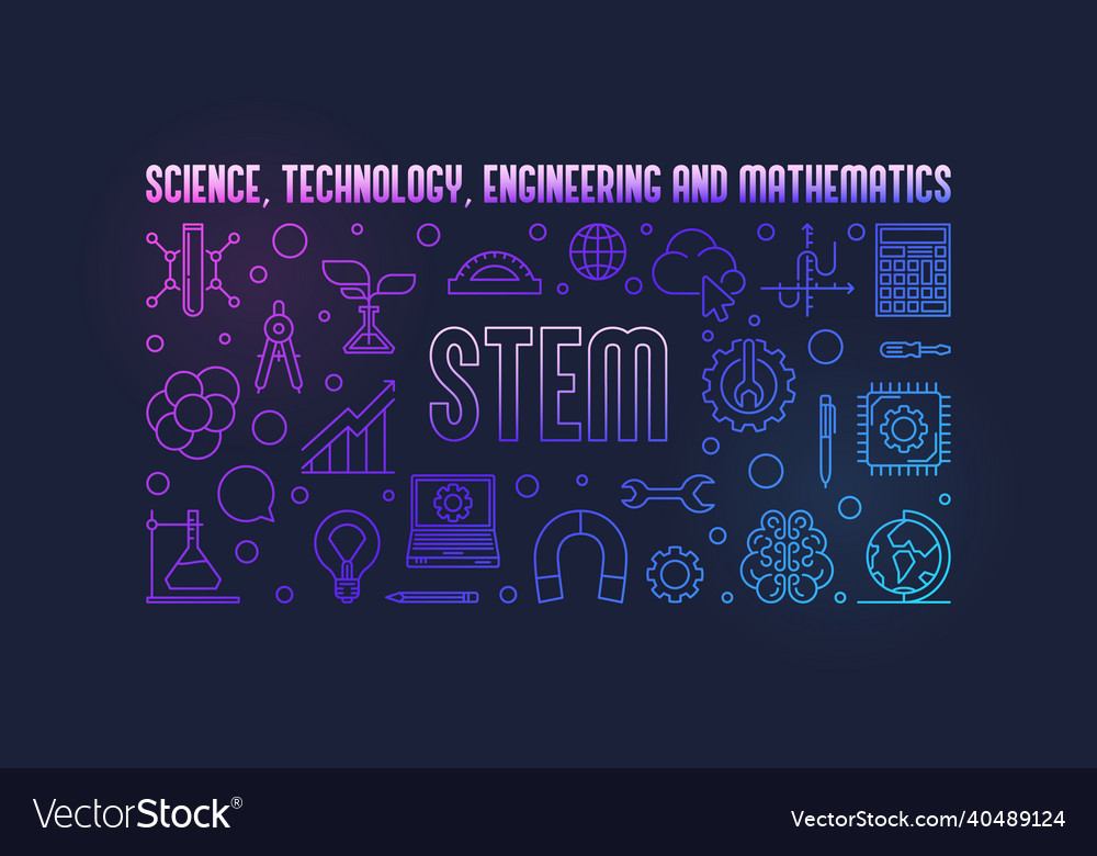 Stem outline horizontal banner modern