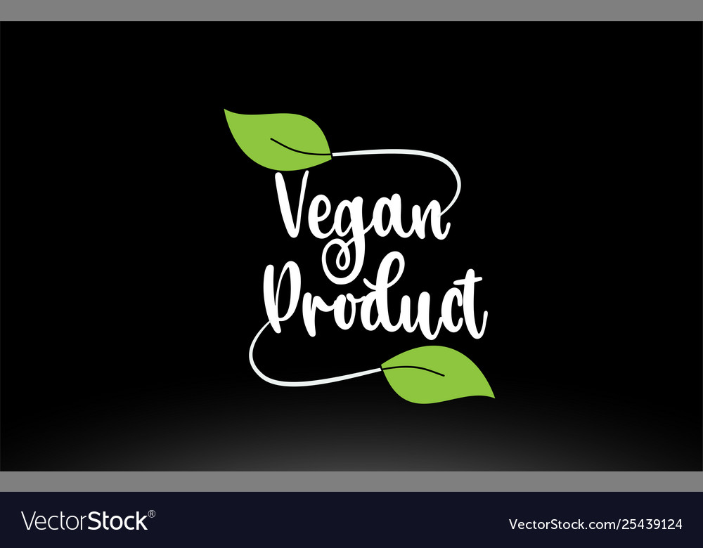 Vegan product word text with green leaf logo icon