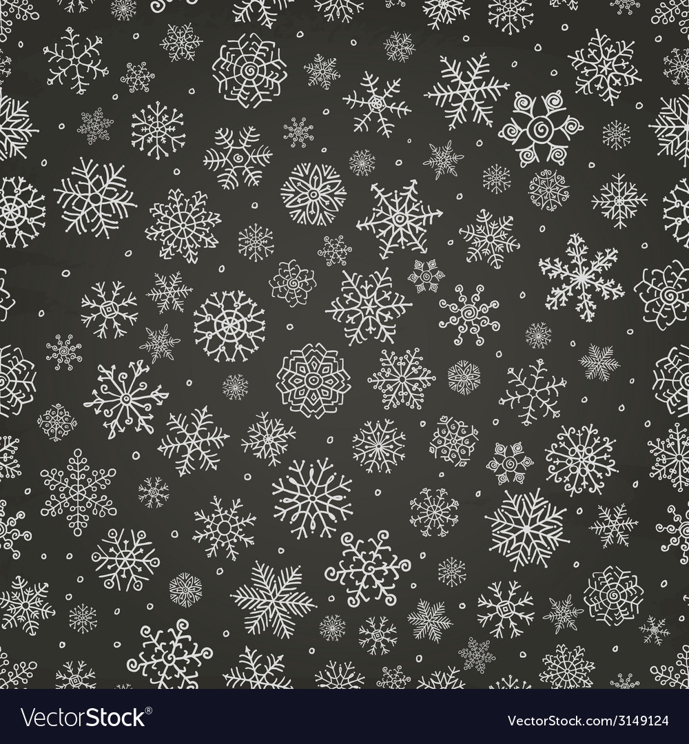Winter snow flakes doodle seamless background