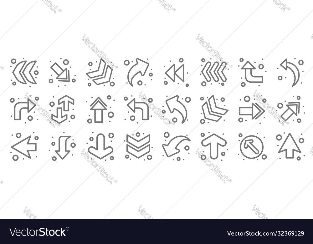 Arrows line icons linear set quality