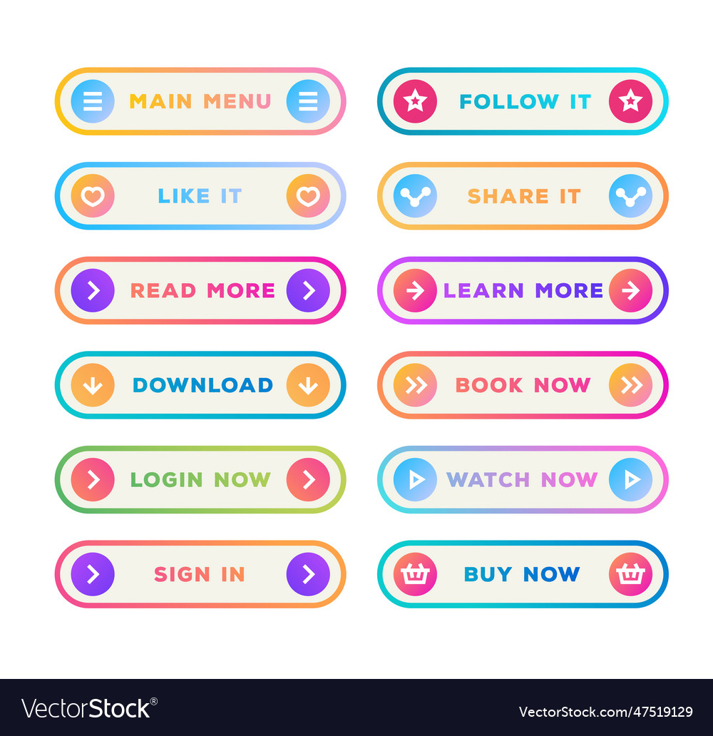 Button set line style with user interface icon vector image Button set line style with user interface icon