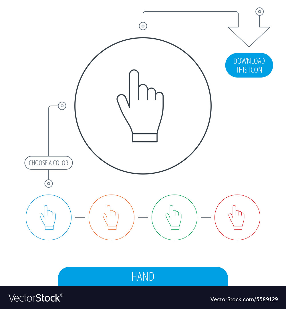 Click hand icon press or push pointer sign