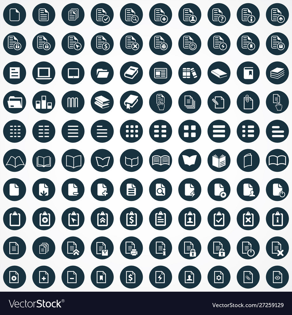 Document 100 icons universal set for web and ui