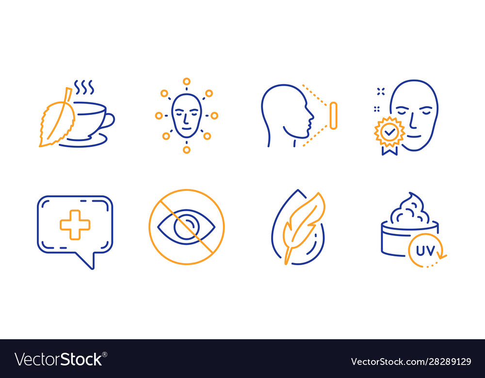 Face biometrics mint tea and verified icons Vector Image