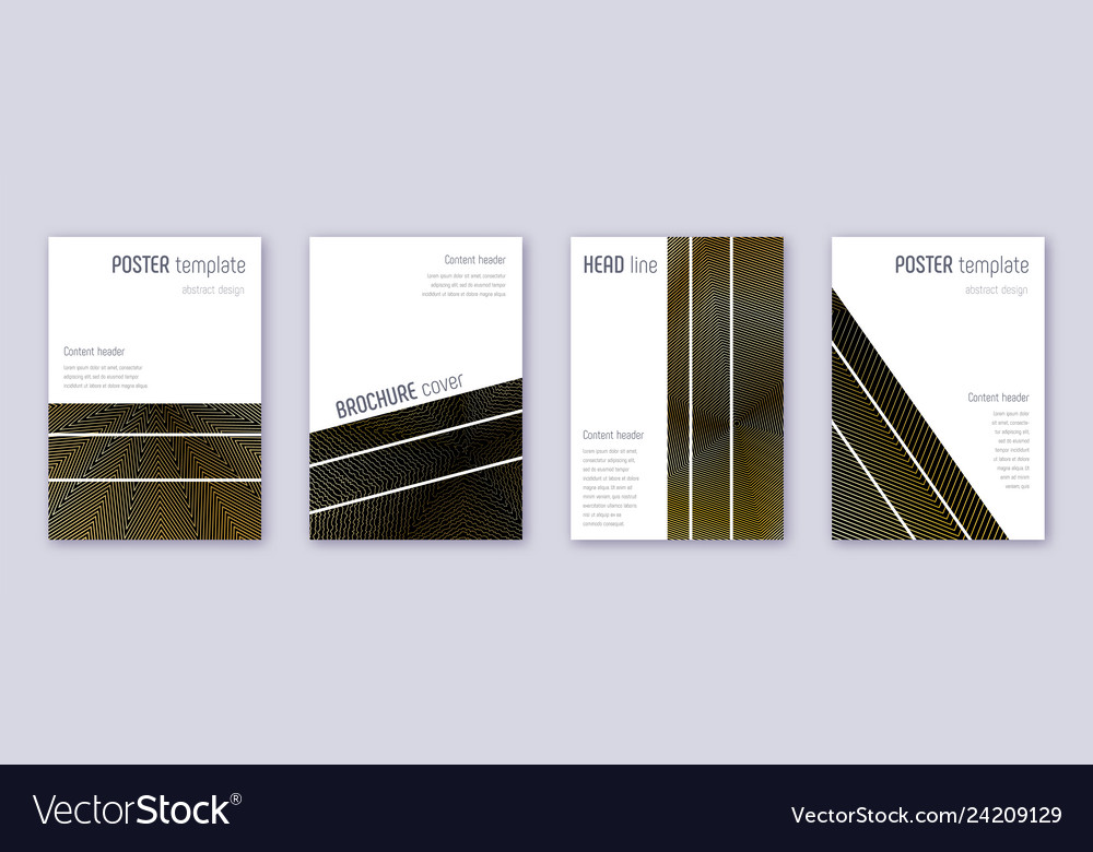 Geometric brochure design template set gold abstr Vector Image