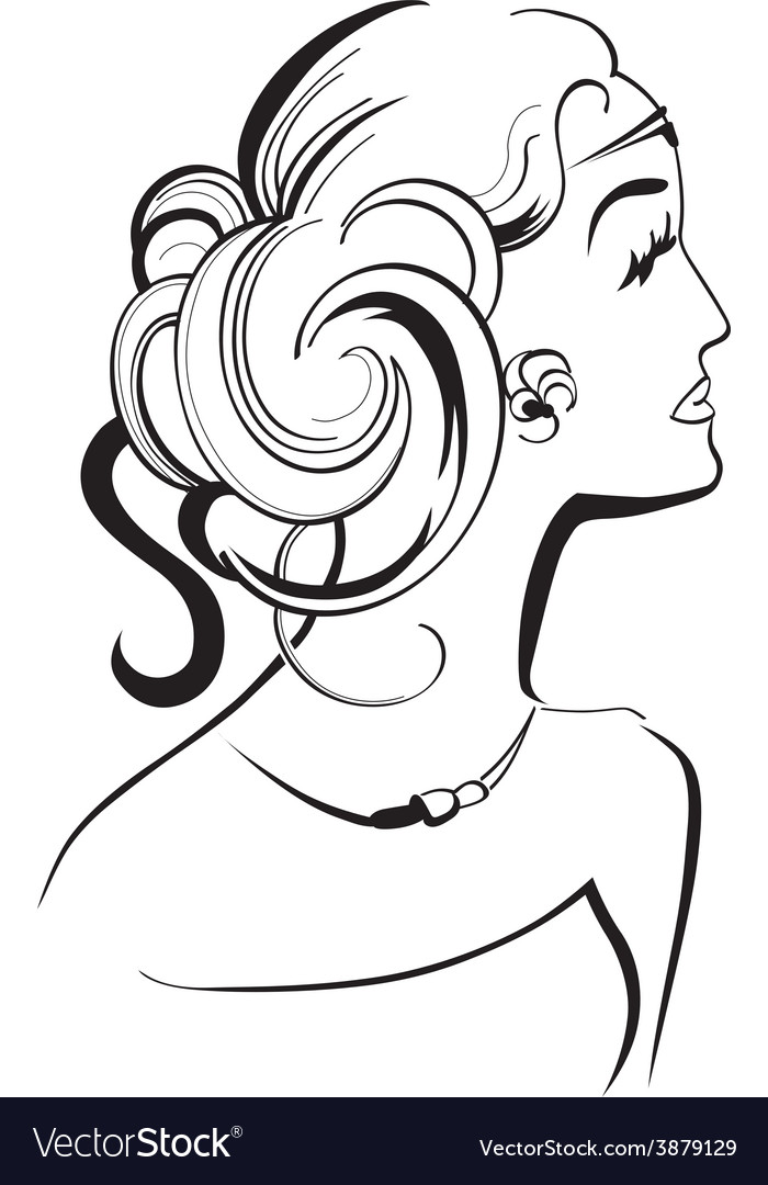 Girl with curls abstract Royalty Free Vector Image