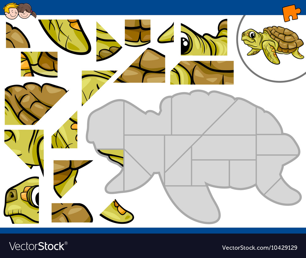 Jigsaw puzzle with turtle Royalty Free Vector Image