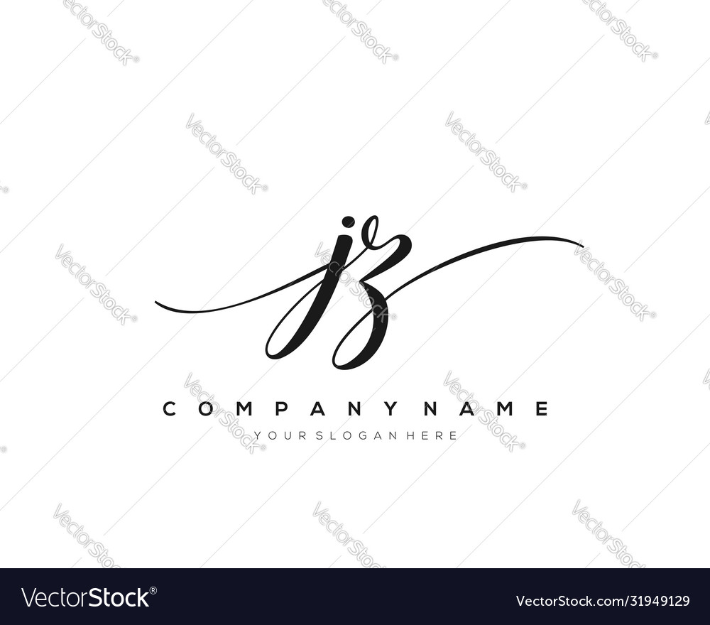 Jz initial letter handwriting logo hand drawn