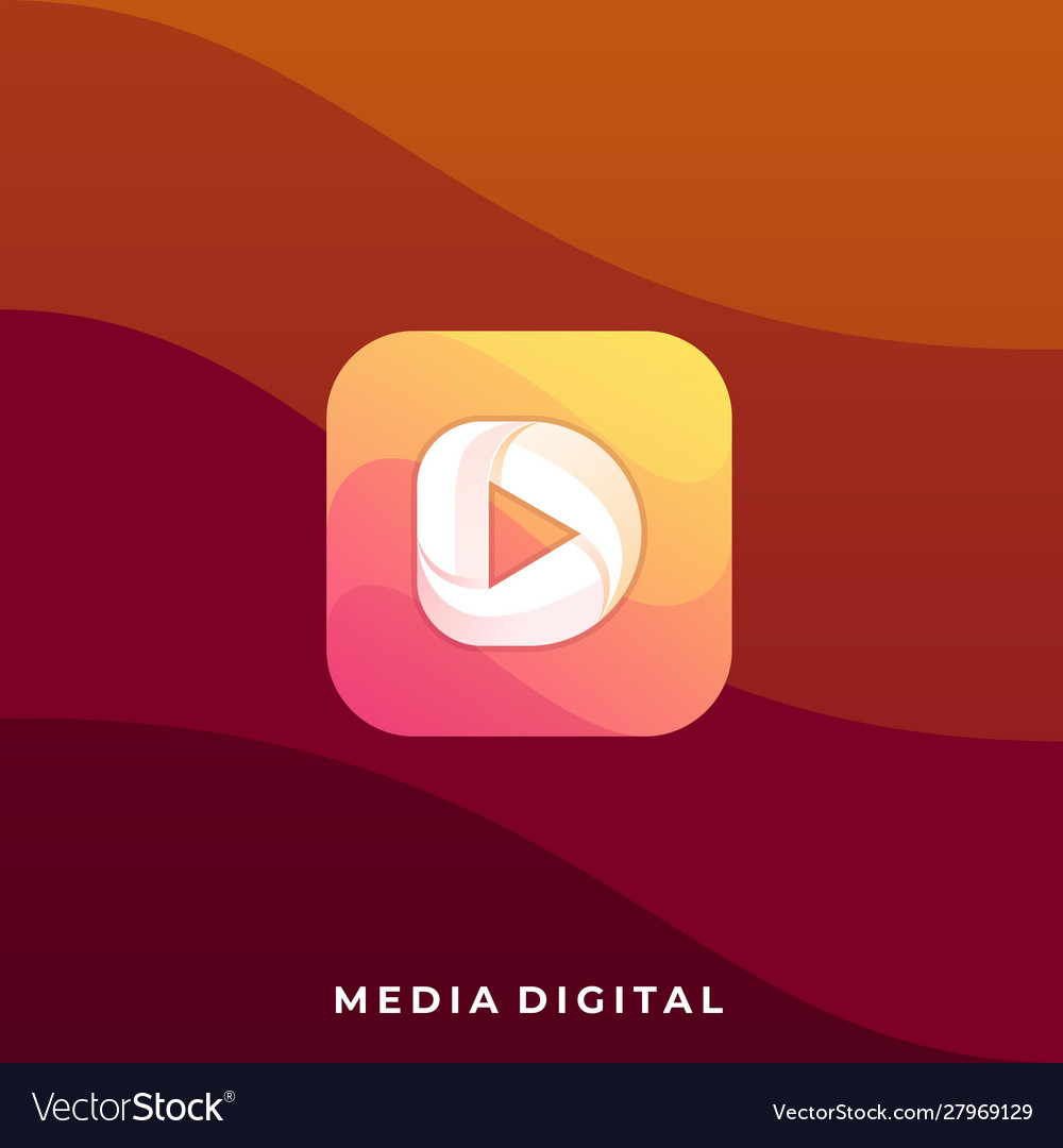 Media play icon application design template