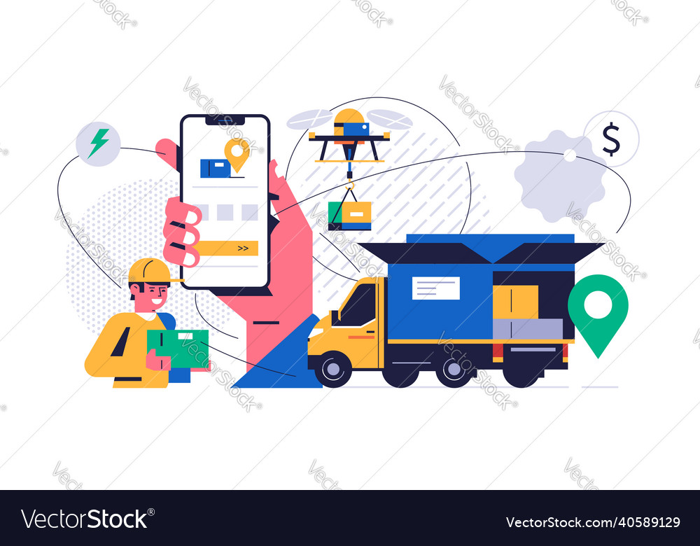 Online parcel delivery service concept mobile app Vector Image