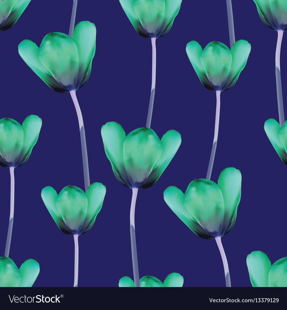 Realistic tulips seamless pattern vector image Realistic tulips seamless pattern