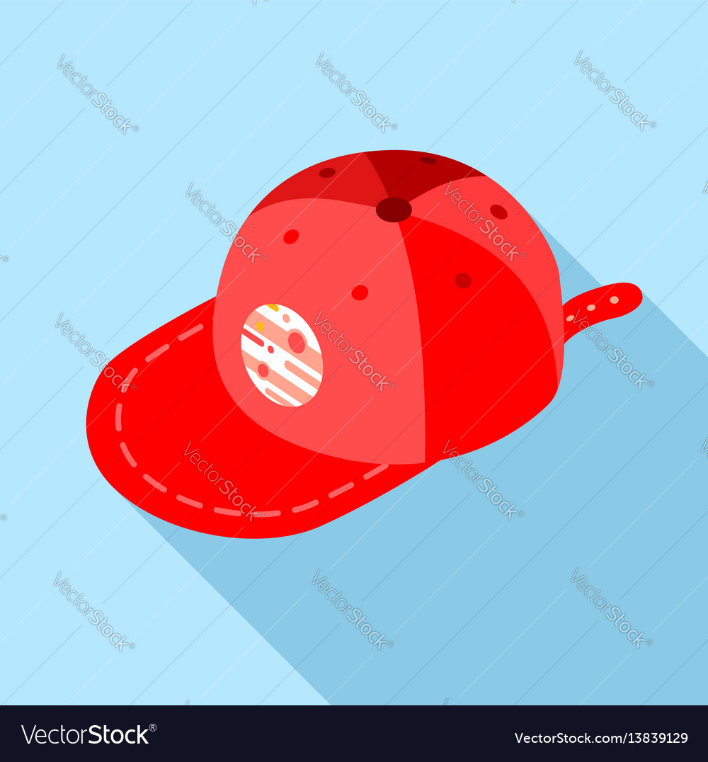 Red Baseball Cap Icon Flat Style Royalty Free Vector Image