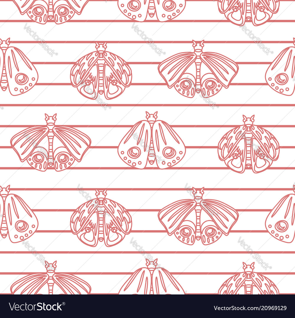 Red line moth seamless pattern Vector Image Red line moth seamless pattern