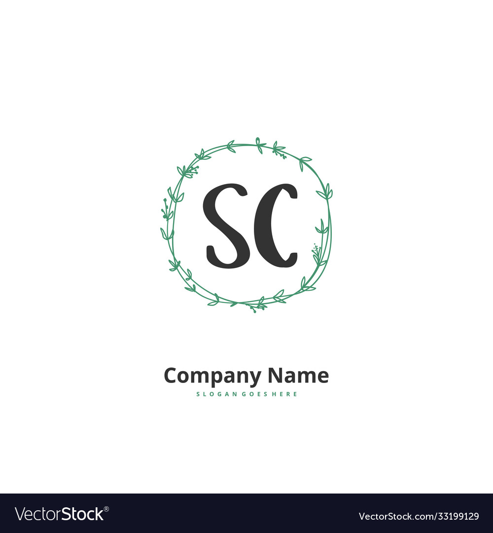 S c sc initial handwriting and signature logo