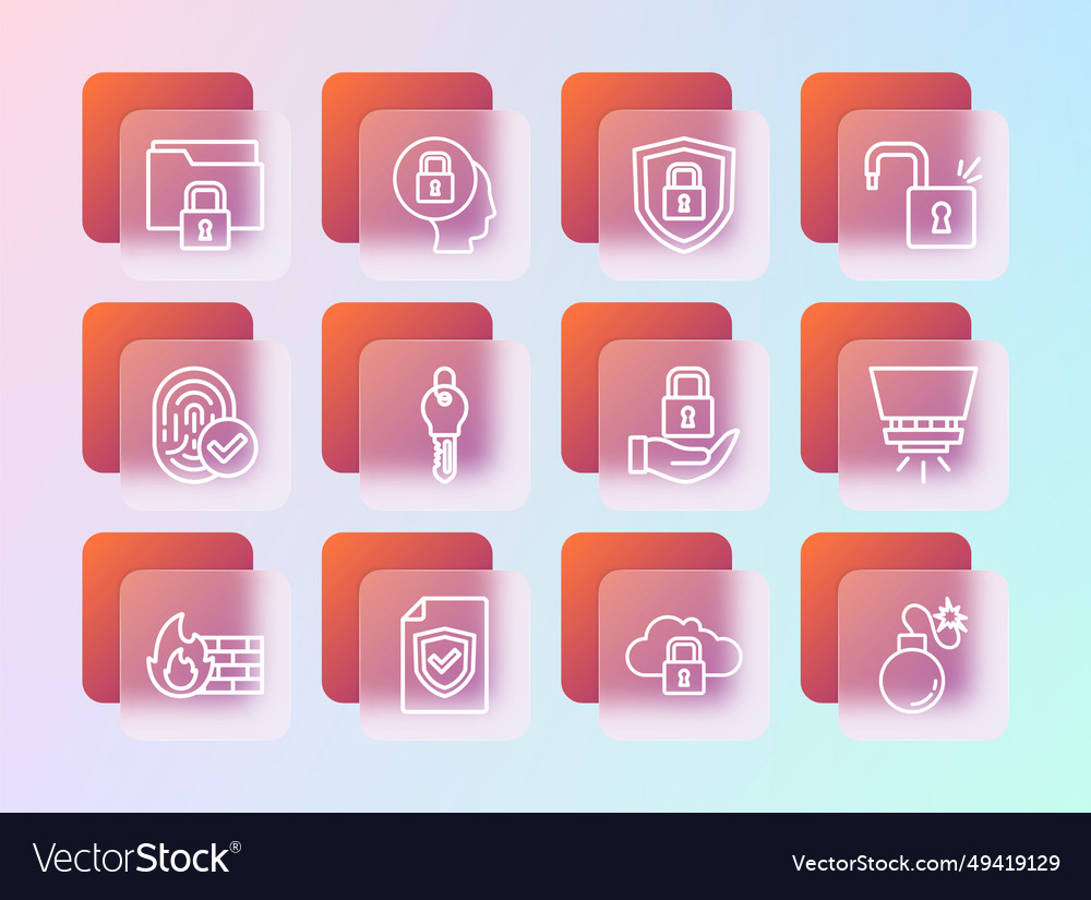 Set line open padlock contract with shield lock vector image Set line open padlock contract with shield lock