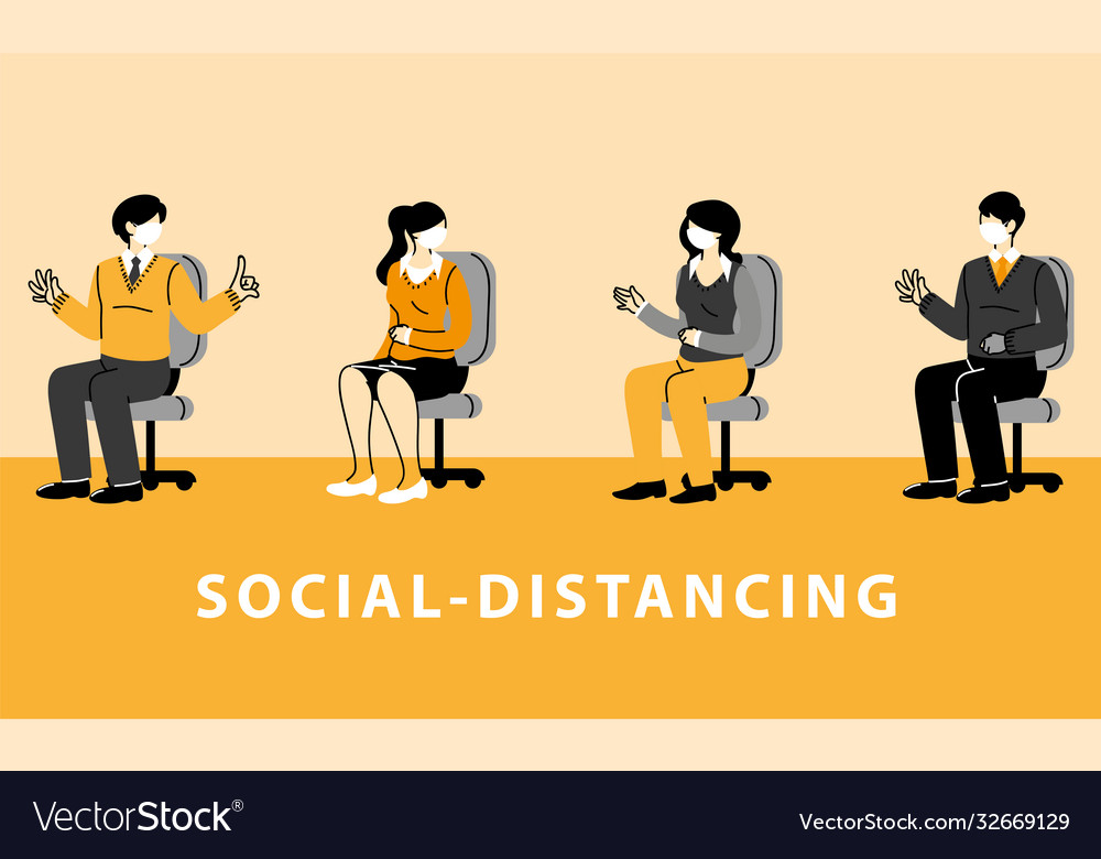 Social distancing business people sitting