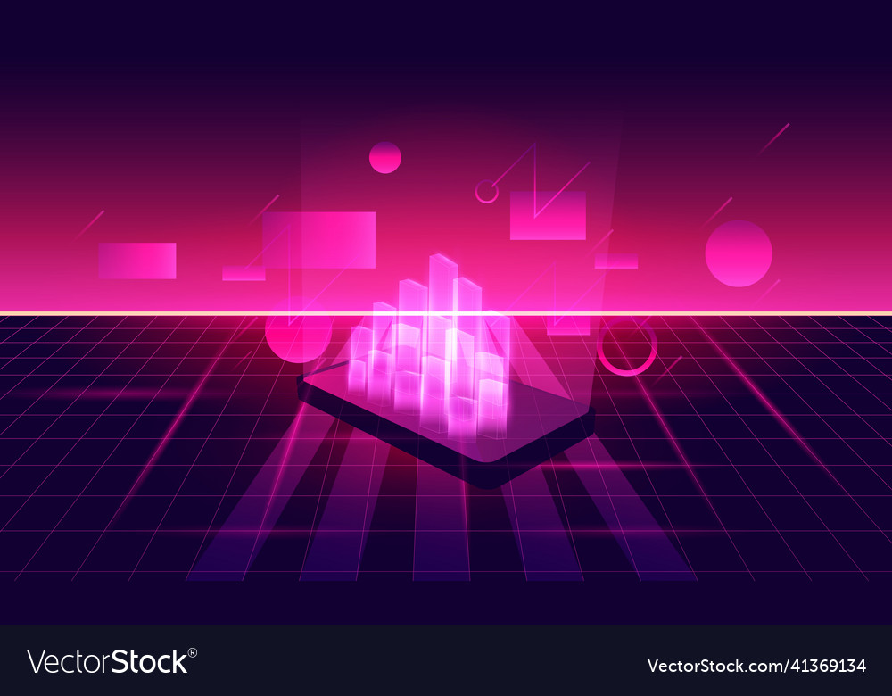 Abstract holography with data and graph vector image Abstract holography with data and graph