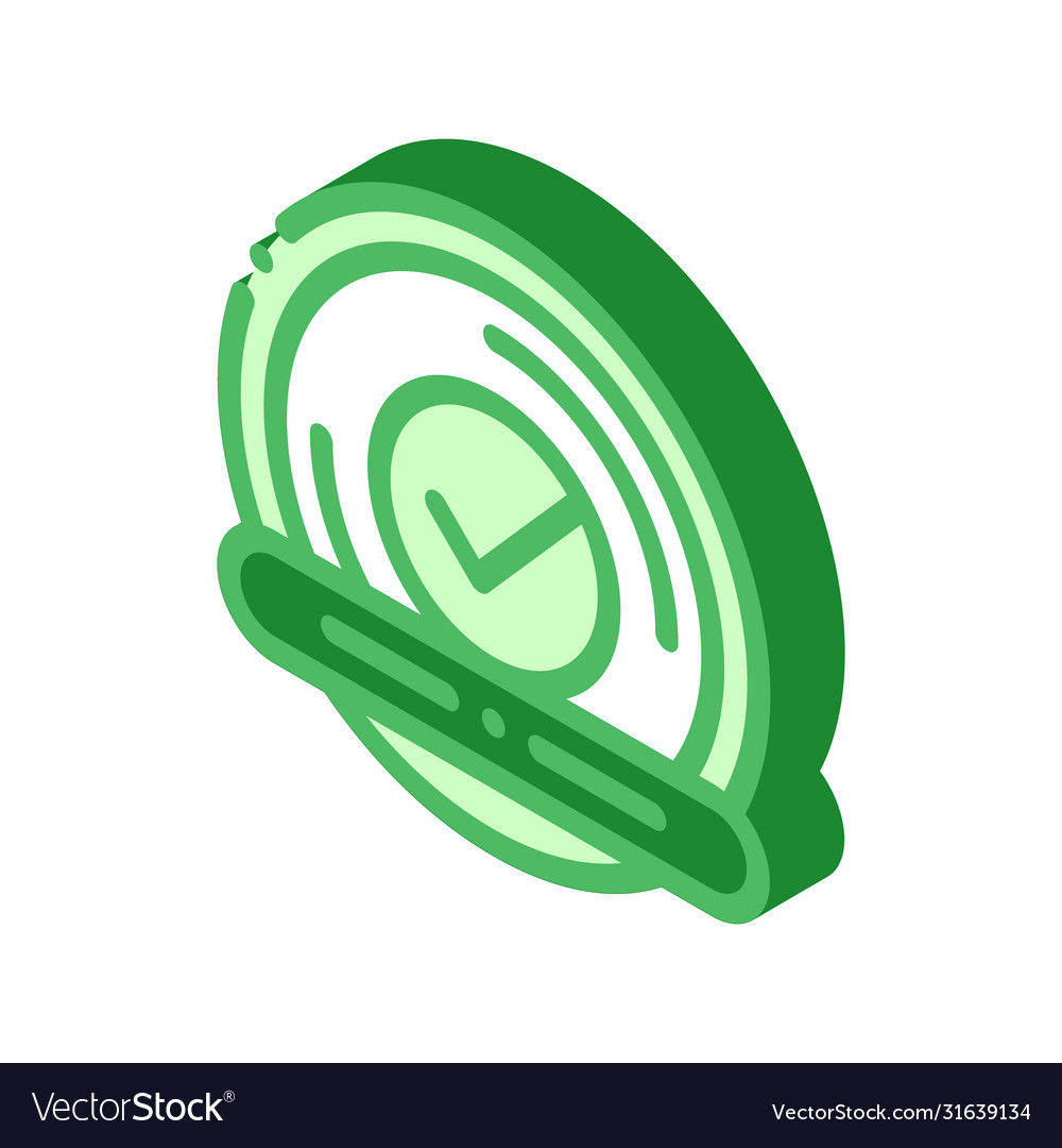 Approved button with text element isometric icon