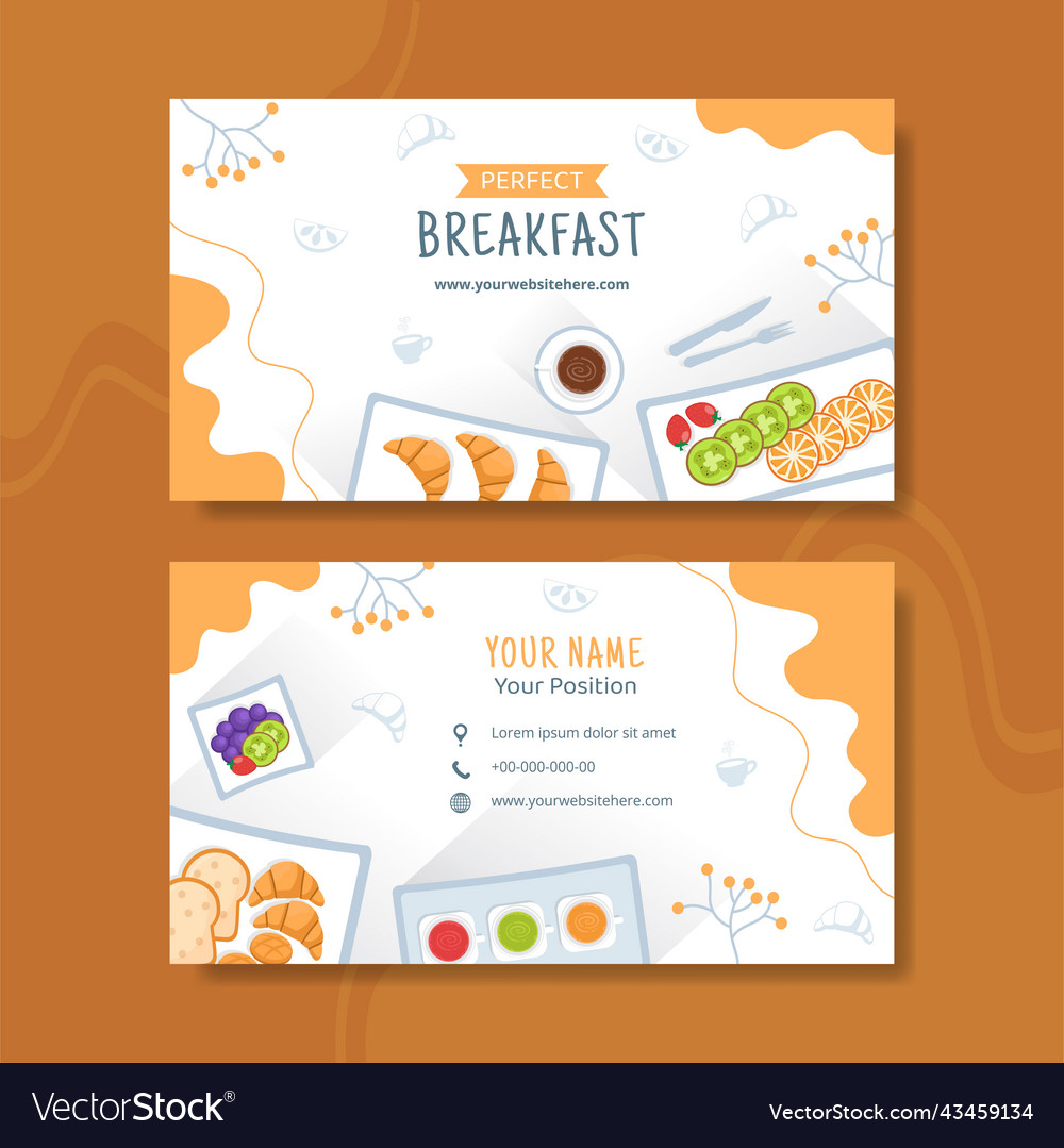 Breakfasts card horizontal template flat cartoon Vector Image