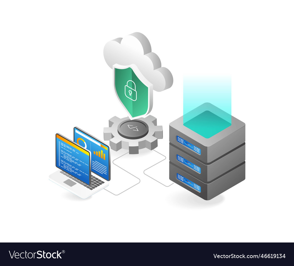 Cloud computing isometric concept server hosting