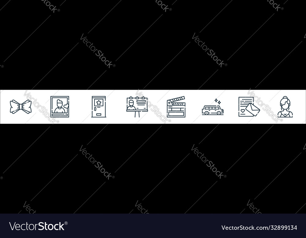 Fame line icons linear set quality vector image Fame line icons linear set quality