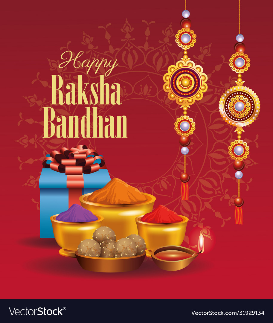 Happy raksha bandhan celebration with floral