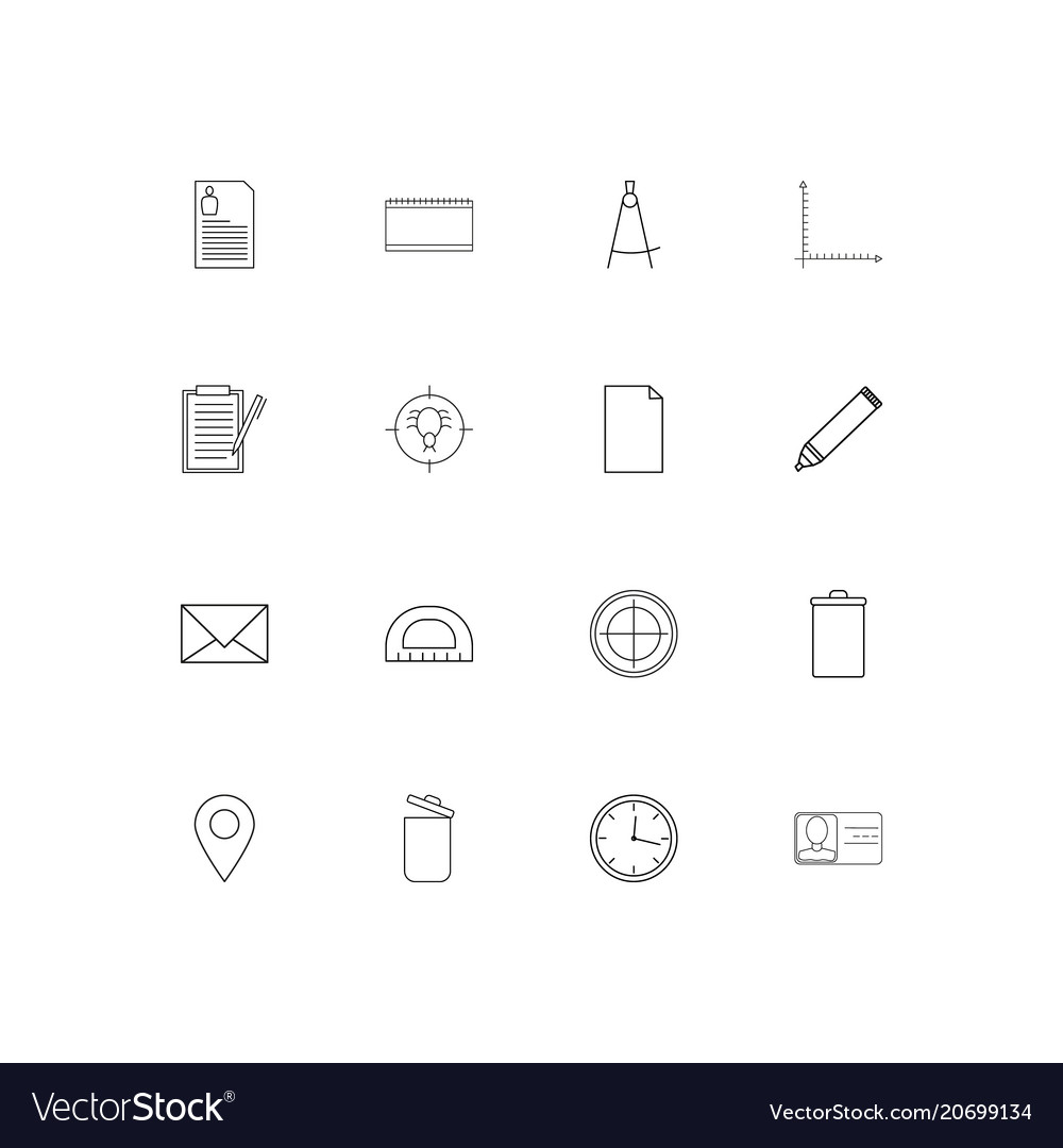 Office simple linear icons set outlined