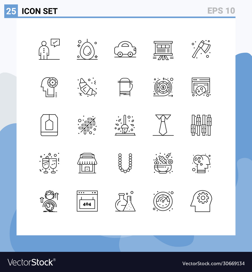 Pictograph set 25 simple lines ax chart