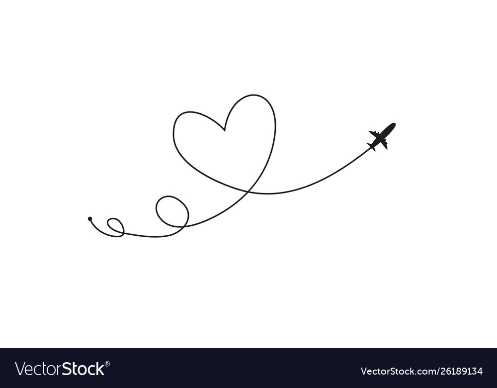Plane and its track in shape a heart vector image Plane and its track in shape a heart