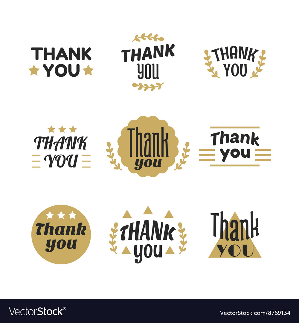 Set vintage style thank you labels emblems Vector Image