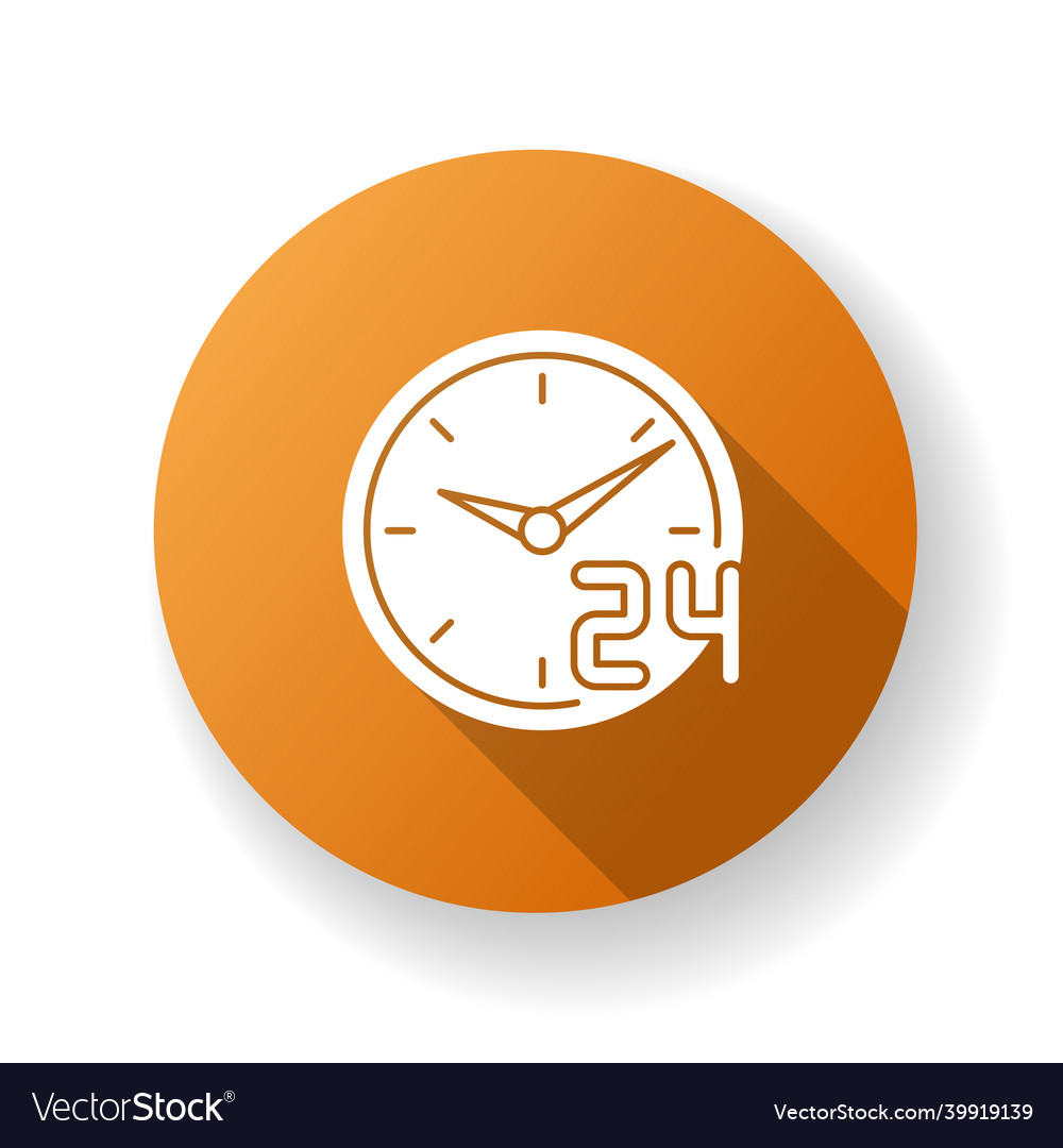 Around the clock service orange flat design long Vector Image