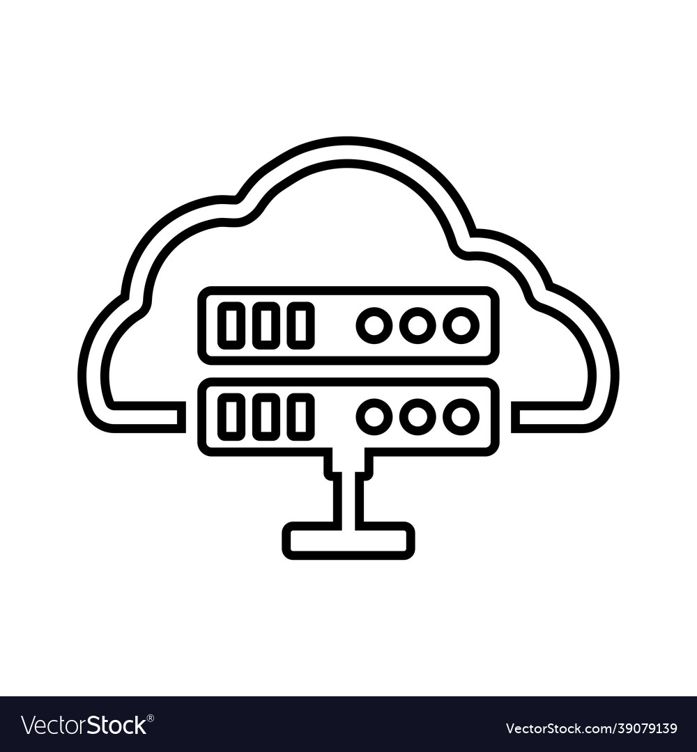 Backup cloud database outline icon line art