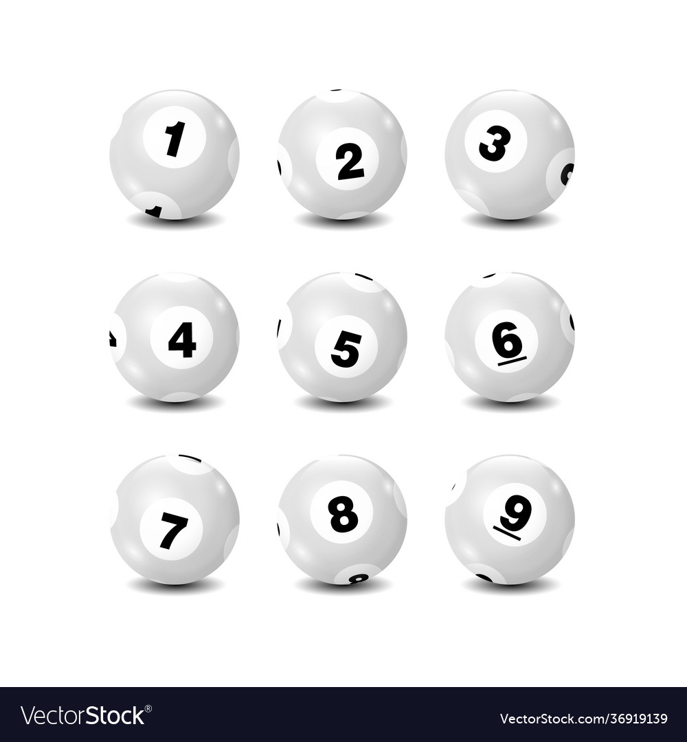 Bingo lottery number balls set - white 1 to 9