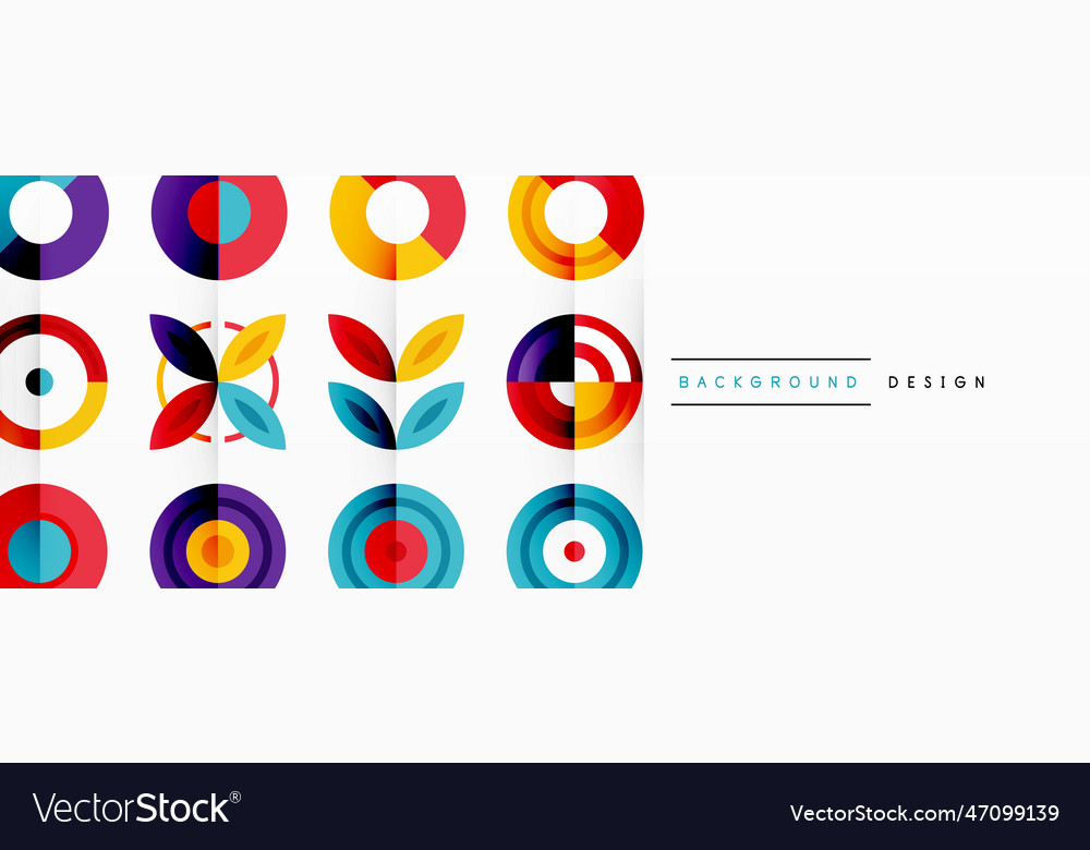 Colorful Circles In A Grid Composition Abstract Vector Image