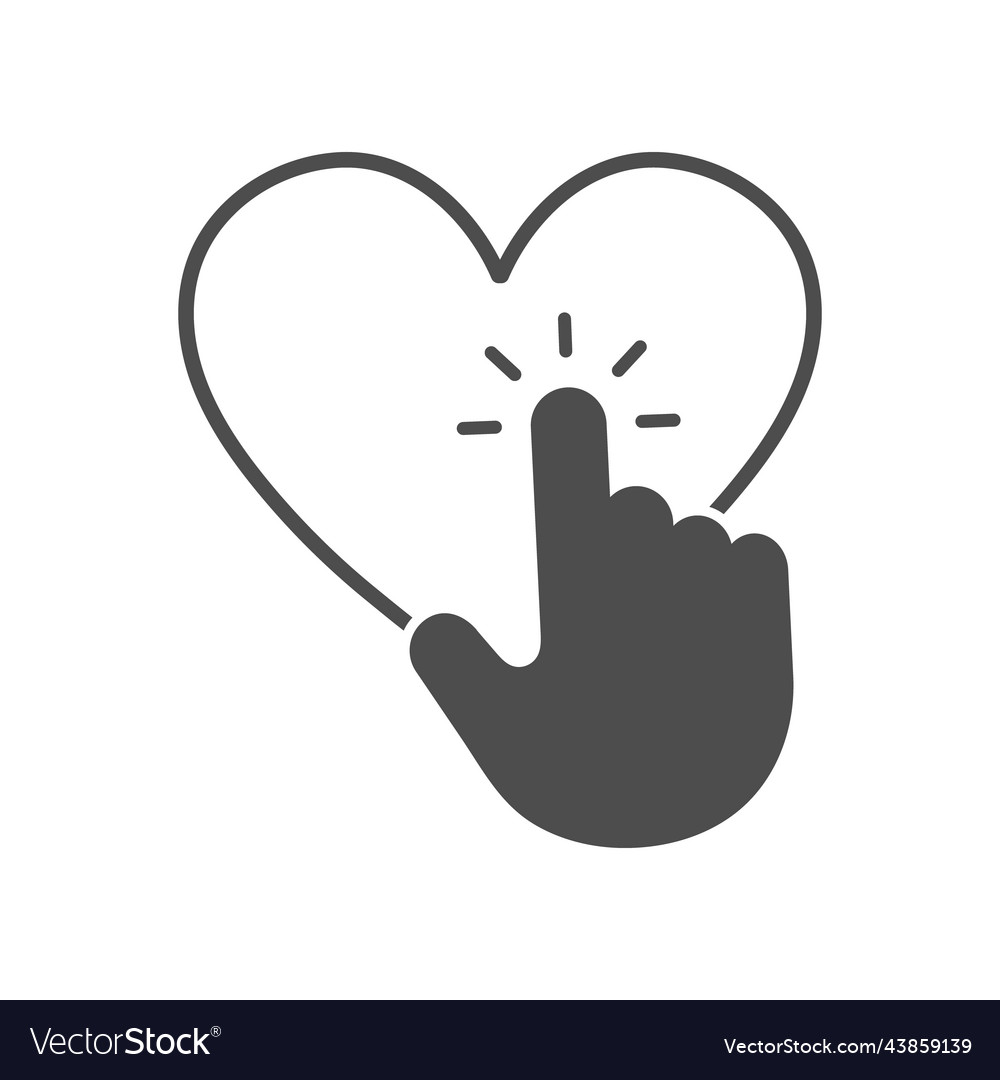 Cursor icon click on the heart arrow