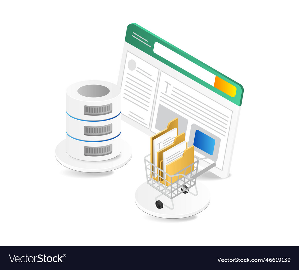 Data center isometric concept server database vector image Data center isometric concept server database