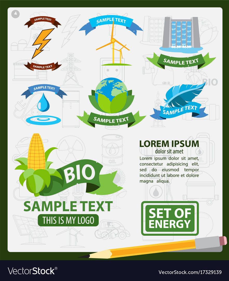 Energy logos infographics with ribbon Royalty Free Vector