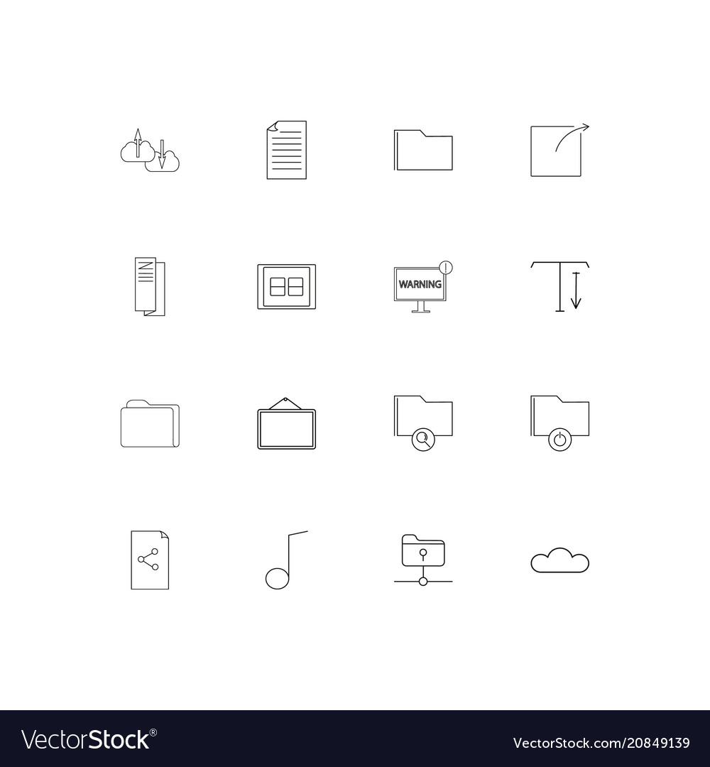 Files and folders sign linear thin icons set