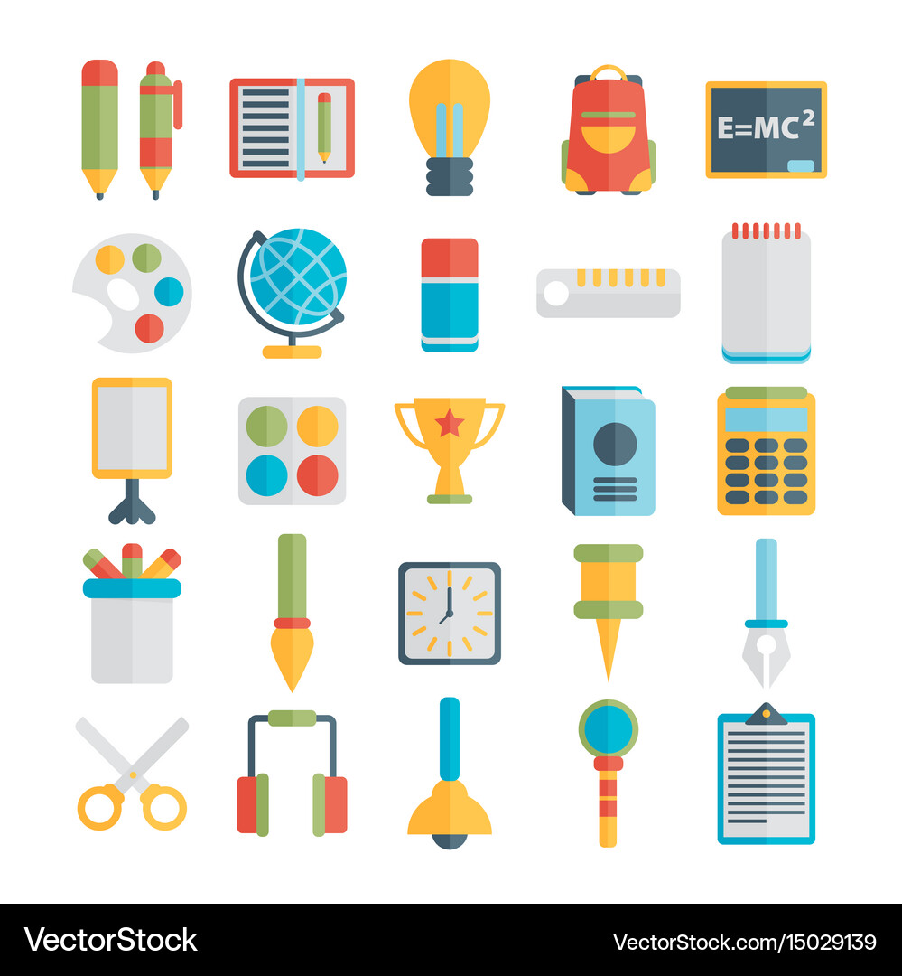 Flat style education and e-learning Royalty Free Vector