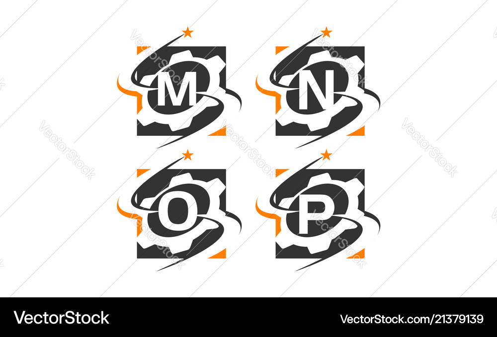 Gear solution template set Royalty Free Vector Image