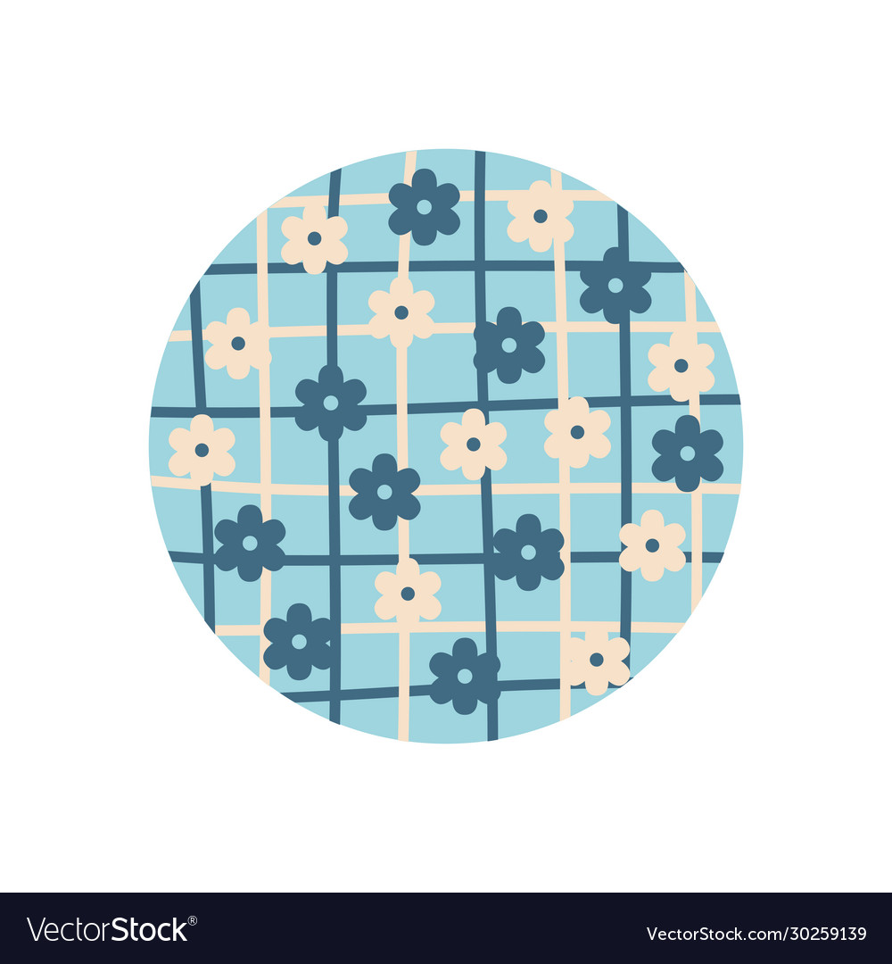 Isolated flowers with squares flat block style