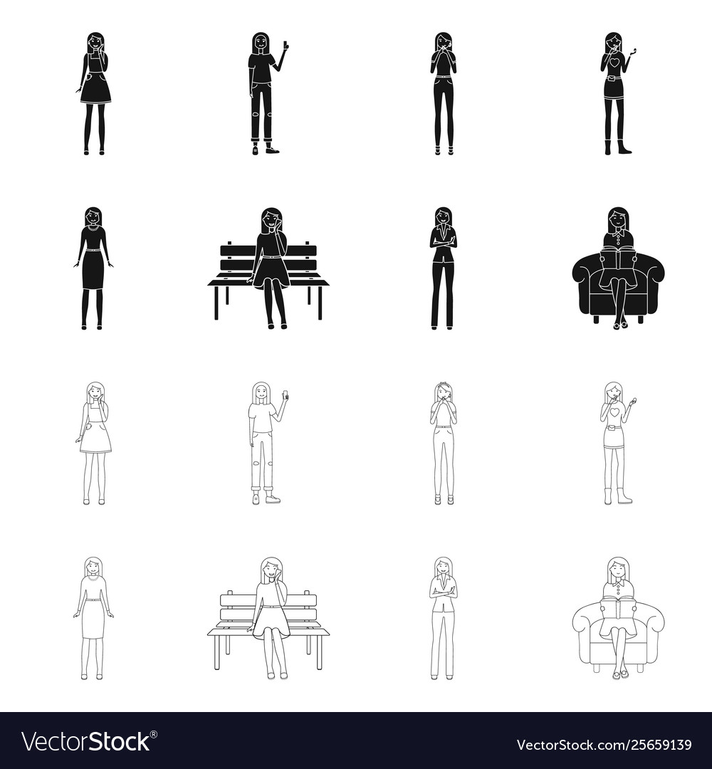 Isolated object posture and mood logo set vector image Isolated object posture and mood logo set