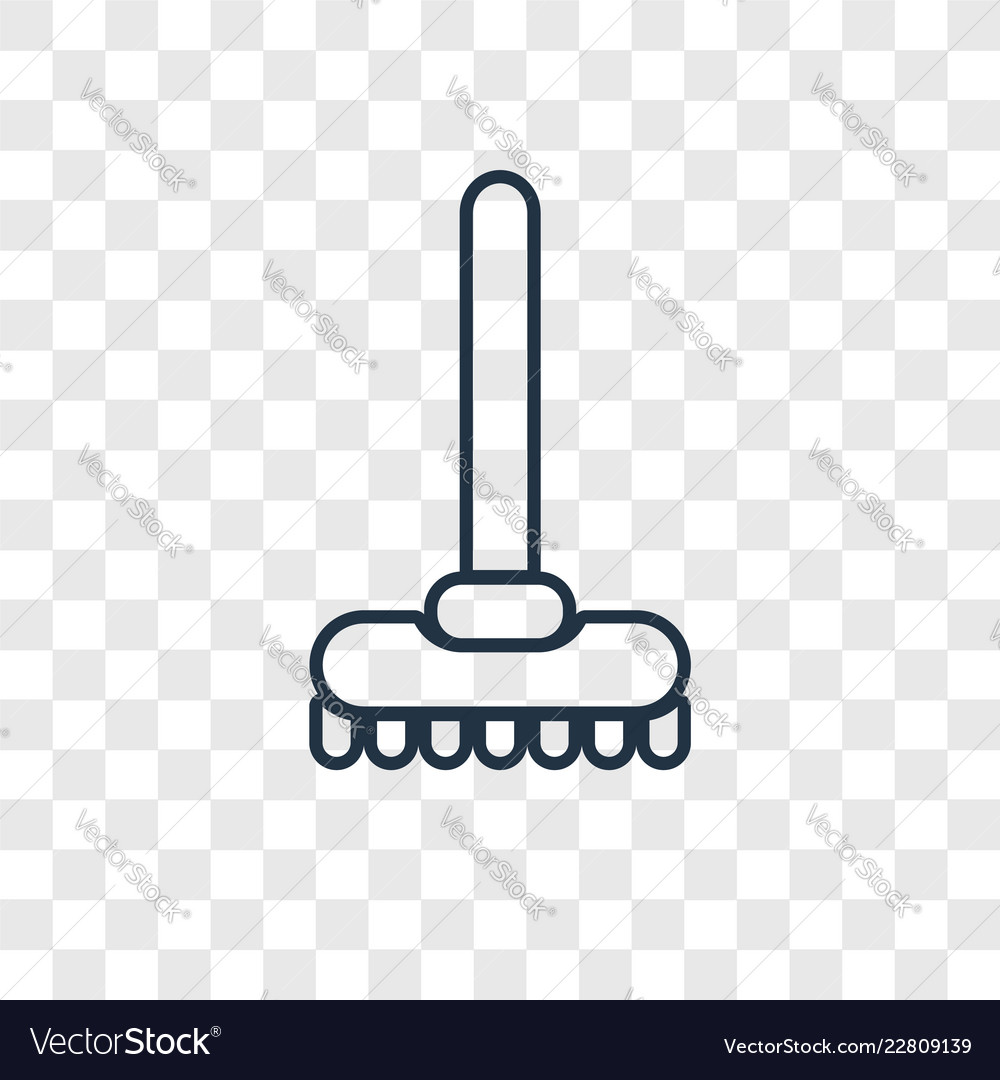 Rake concept linear icon isolated on transparent vector image Rake concept linear icon isolated on transparent