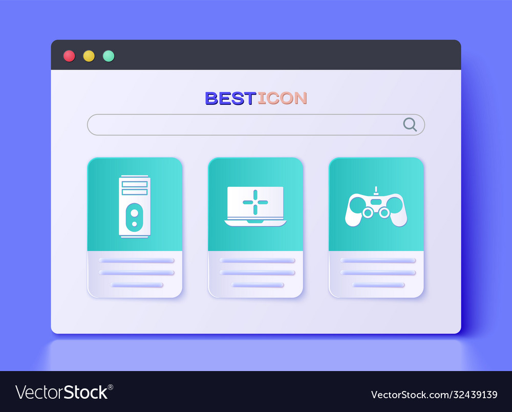 Set laptop computer and gamepad icon Vector Image Set laptop computer and gamepad icon