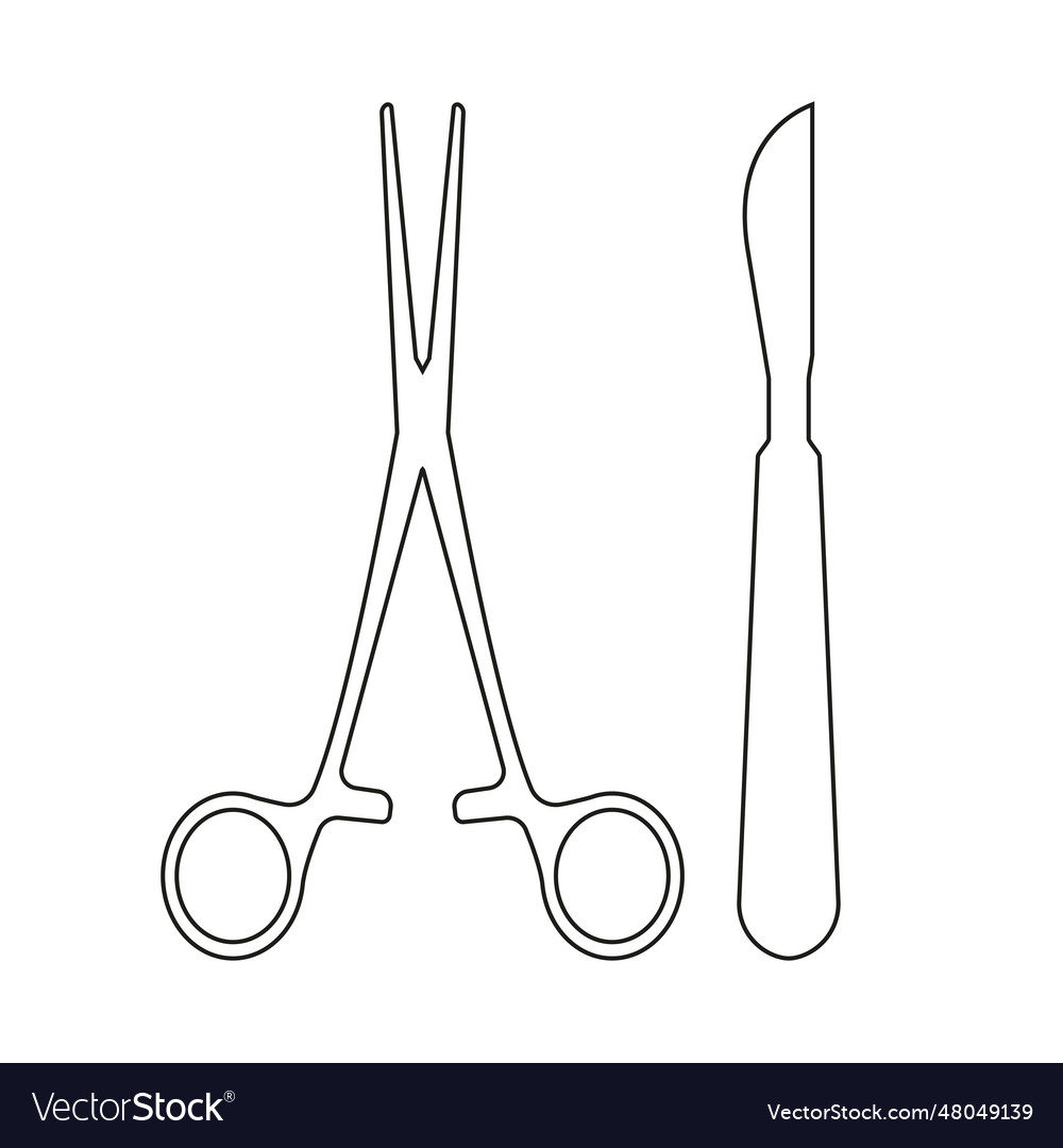 Surgical Instruments Medical Scalpel And Clamp Vector Image Surgical Instruments Medical Scalpel And Clamp Vector Image