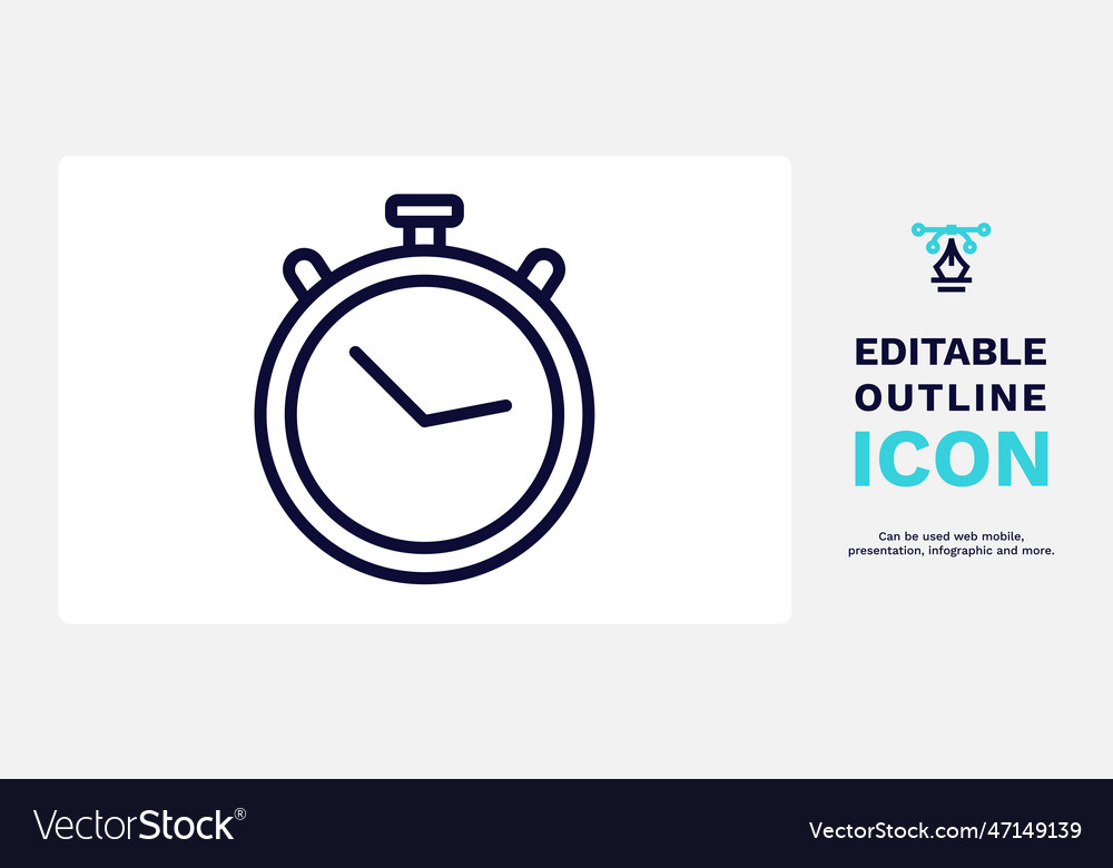 Timer round clock icon thin line vector image Timer round clock icon thin line