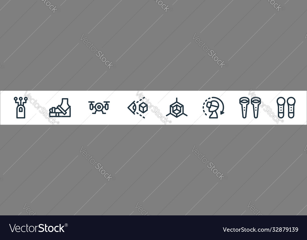 Virtual reality line icons linear set quality vector image Virtual reality line icons linear set quality
